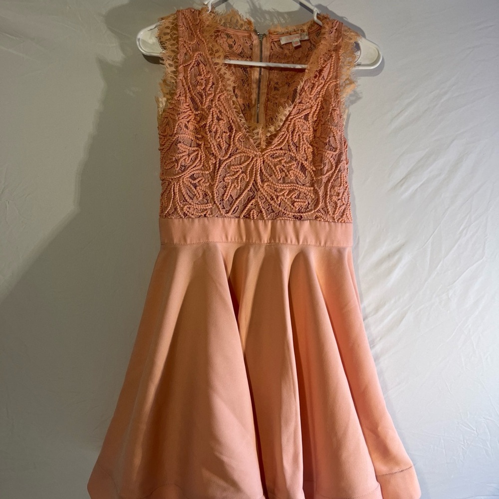 Luxxel Peach Lace Formal Kids Dress